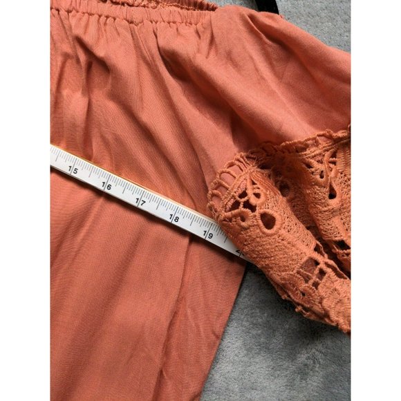 IRIS Women Summer Mini Dress 100% Rayon Off The Shoulder Peach US S(4-6) - Picture 10 of 13